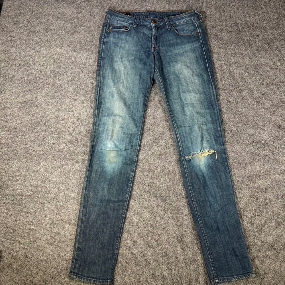 William Rast Skinny Jeans Distressed Low Rise Medium Wash USA Made 27 Womens
